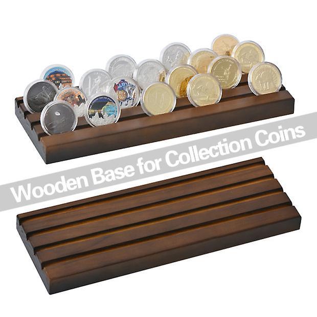 Finiss Coin Display Stand | 4 Row Wooden Coin Holder | Challenge Coins Stand Holder Display Rack Wooden Army Collectible Challenge Coin Display Cas...