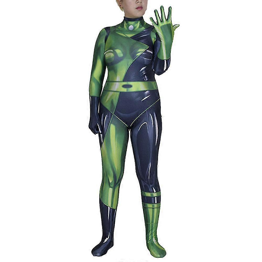 Unbrand Women Shego Cosplay Party Costume Super Villain Bodysuit Jumpsuit Gifts 2XL