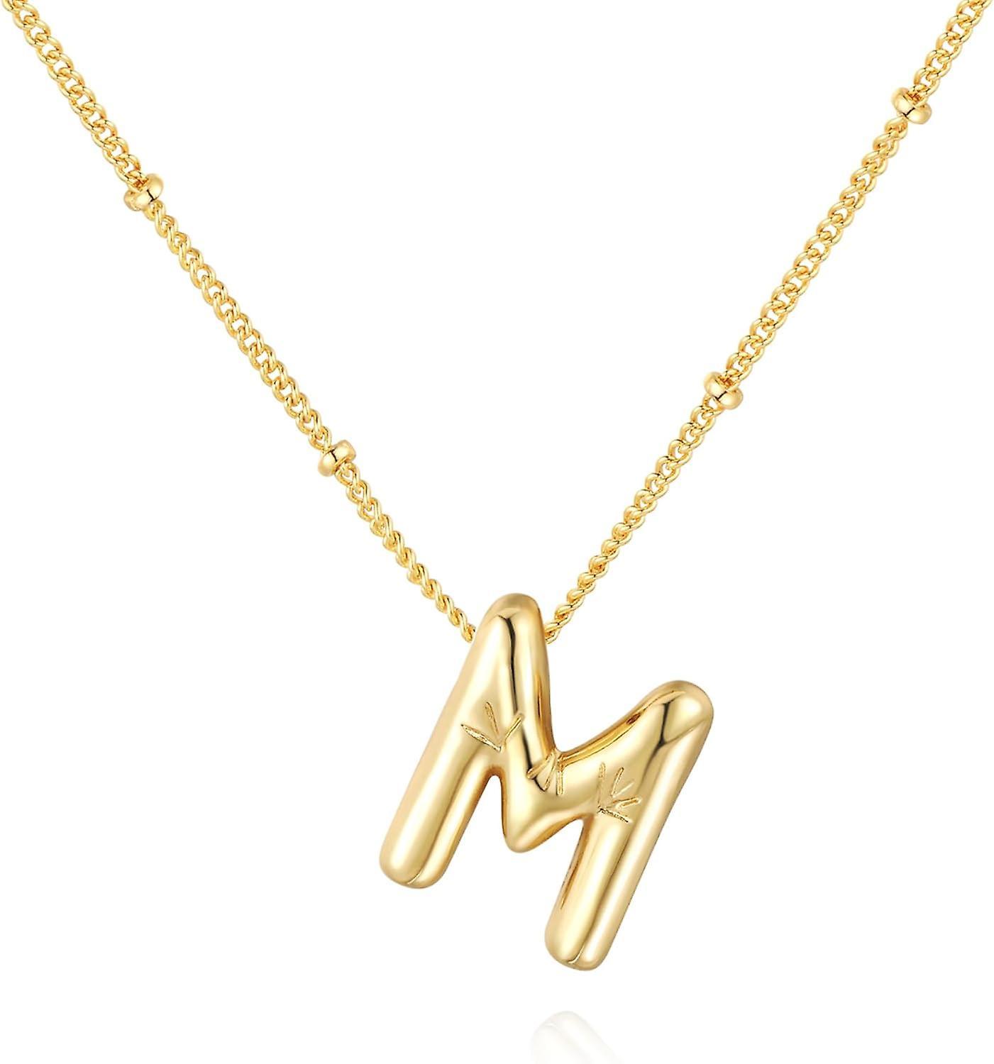 Morakot Bubble Letter Necklace Balloon Initial Necklaces For Women Girls Dainty Alphabet Pendant 14k Gold Plated Puffy Name Personalized Jewelry Gi...