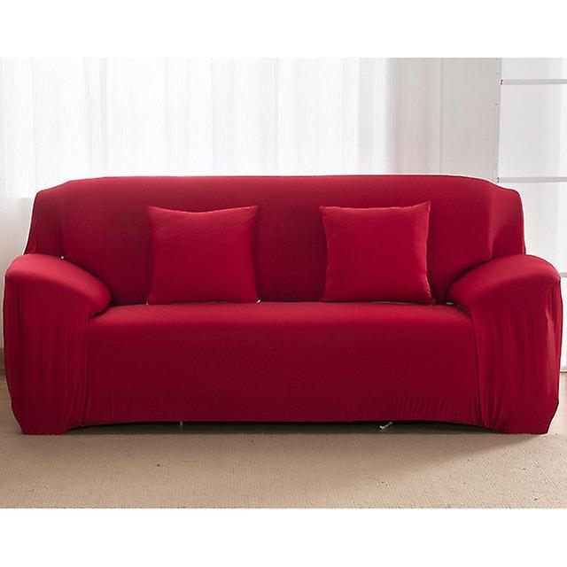 Slowmoose 1pc Elastic Sofa Cover Cotton - All Inclusive Stretch Slipcover Sofa Towel Red 2-seater 145-185cm