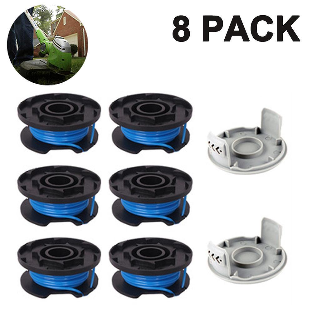 Ciuu Trimmer Replacement Spool Line Include 2 Trimmer Cap Compatible Ryobi One+ AC14RL3A 18V, 24V,40V Cordless Trimmers 6 Spool  2 Cap