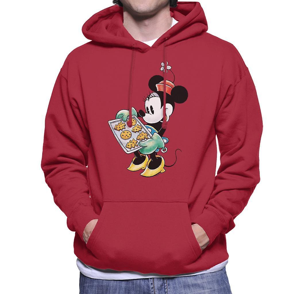 Disney Christmas Minnie Mouse Festive Baking Men's Hooded Sweatshirt Cherry Red Large