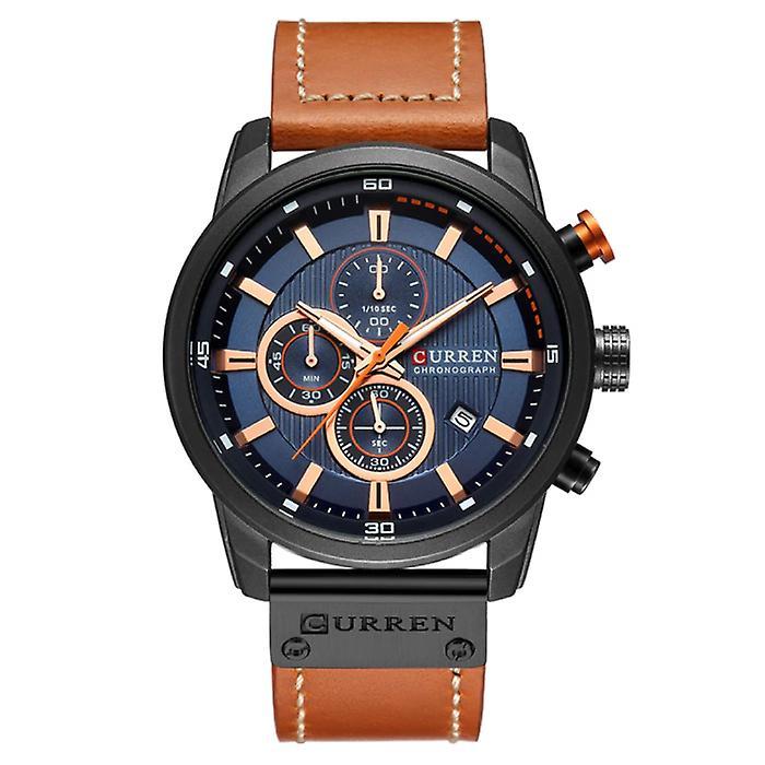 Curren Men's Watch with Leather Strap - Anologian Luxury Quartz Movement for Men - Stainless Steel - Orange-Black