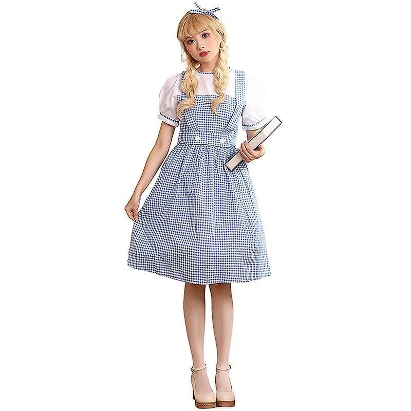 Ninesun Adult Dorothy Costume Cosplay for Women Farm Dress Short Halloween Carnival Party Fantasia Adult L