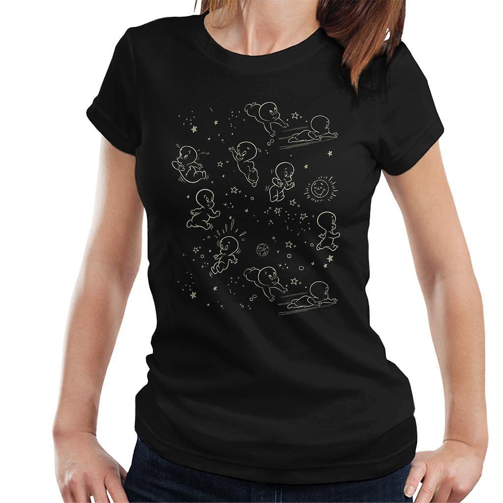 Casper The Friendly Ghost Night Stars Women's T-Shirt Black Large