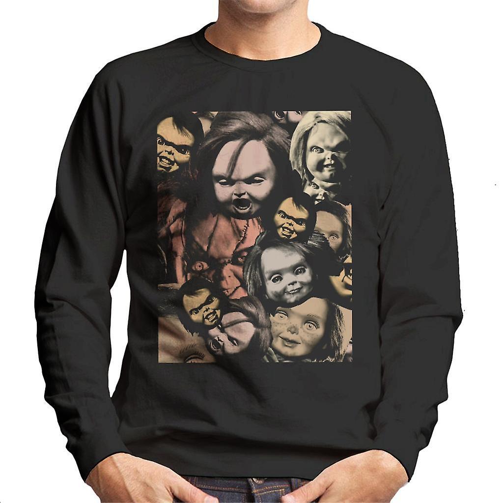 Chucky Scary Face Montage Men's Sweatshirt Black Large