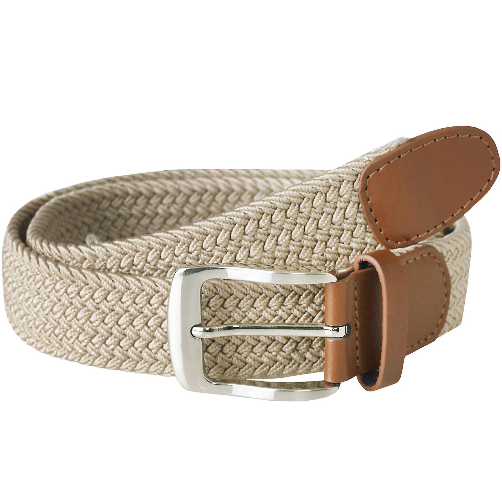 Duke D555 Mens Frank Big Tall Kingsize Stretch Braided Metal Buckle Belt - Stone 6XL