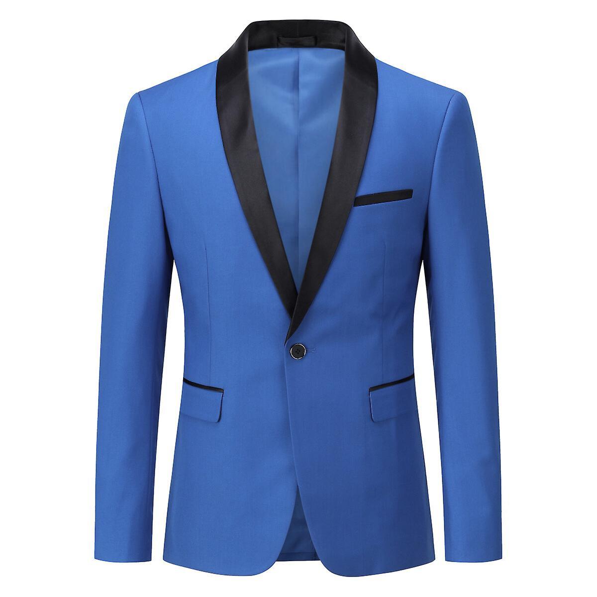 Sliktaa Mens Business Slim Fit Wedding Party Blazer Blue XL