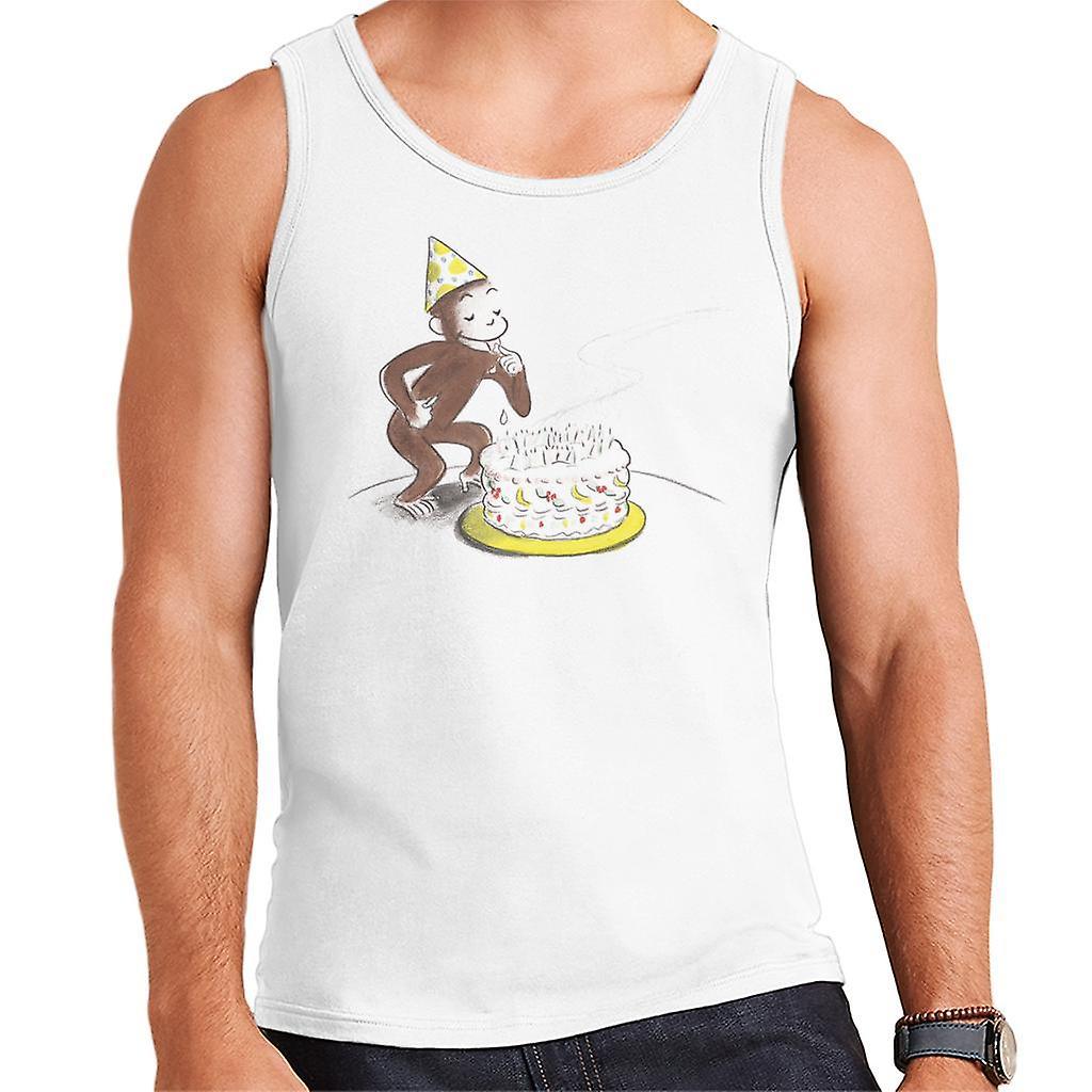 Curious George Eating Birthday Cake Men's Vest White X-Large