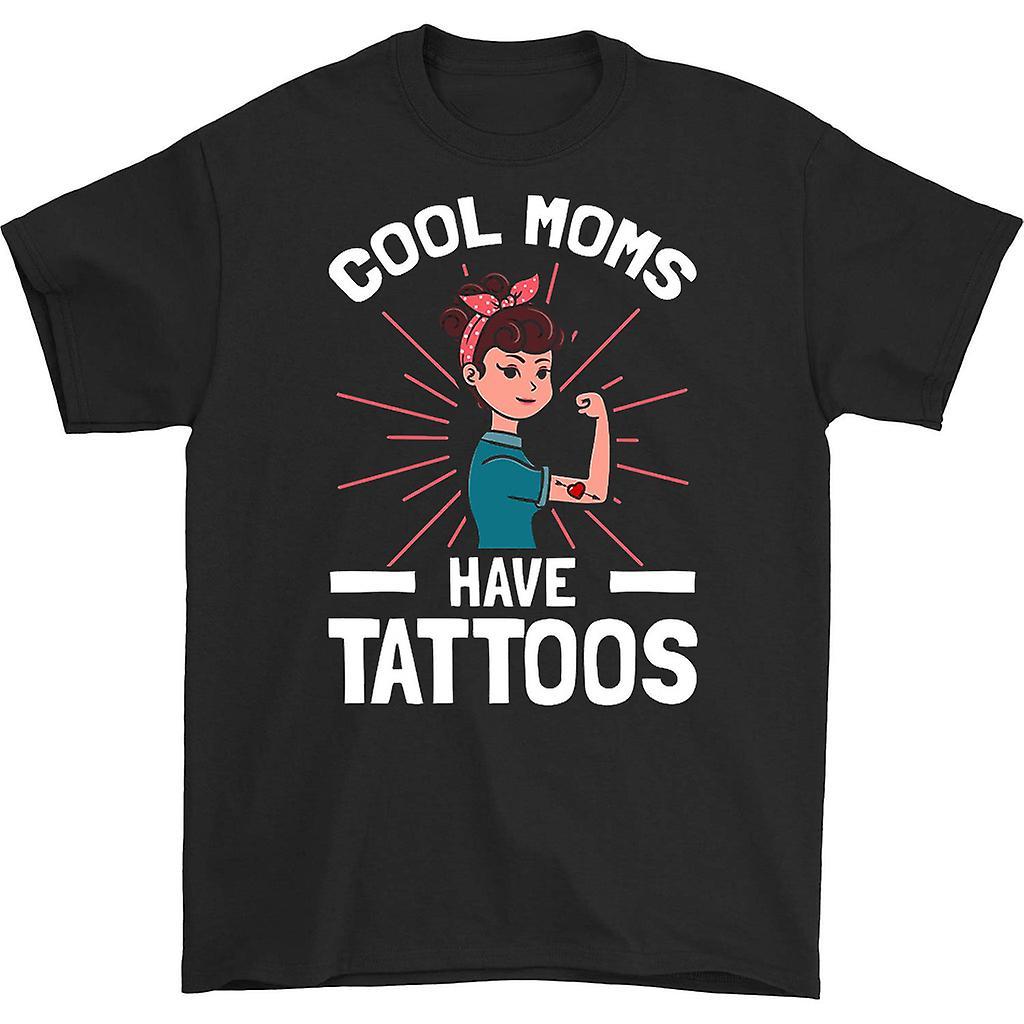 HISHARK Cool moms have tattoos 90s t-shirt Black M