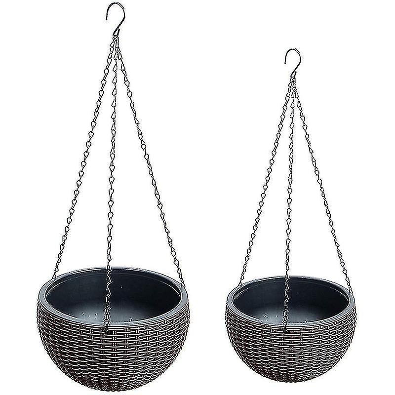 Bosheng 2-pack Dual-pots Design Hanging Basket Planters Self-watering Indoor