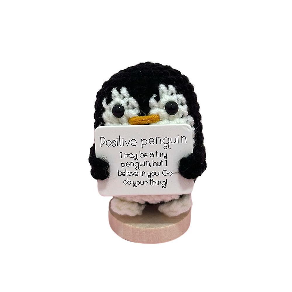 Vicbuy Gifts Home Decor Handcrafted Penguin Figurine Knitted Doll Smiling Positive Vibes Emotional Support Inspirational Black