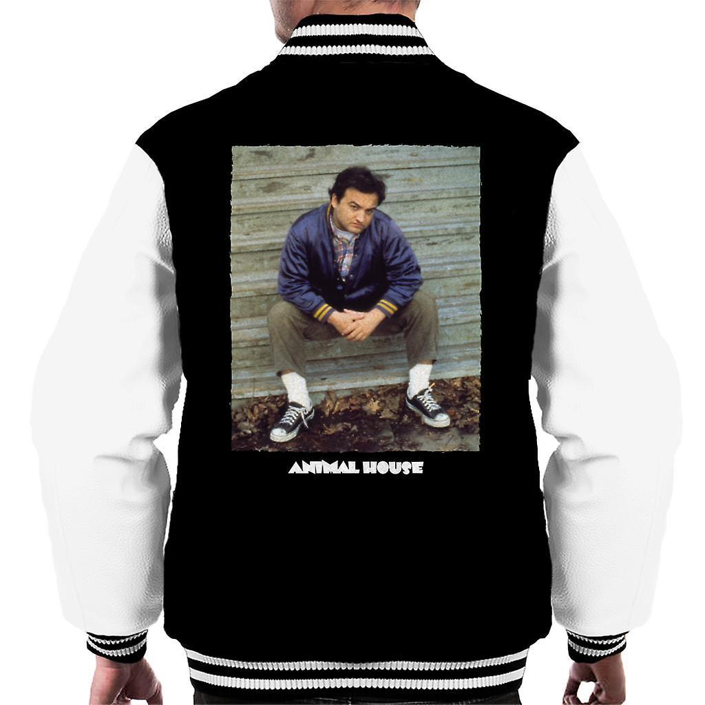 Animal House John Bluto Blutarsky Sitting Men's Varsity Jacket Black/White Large