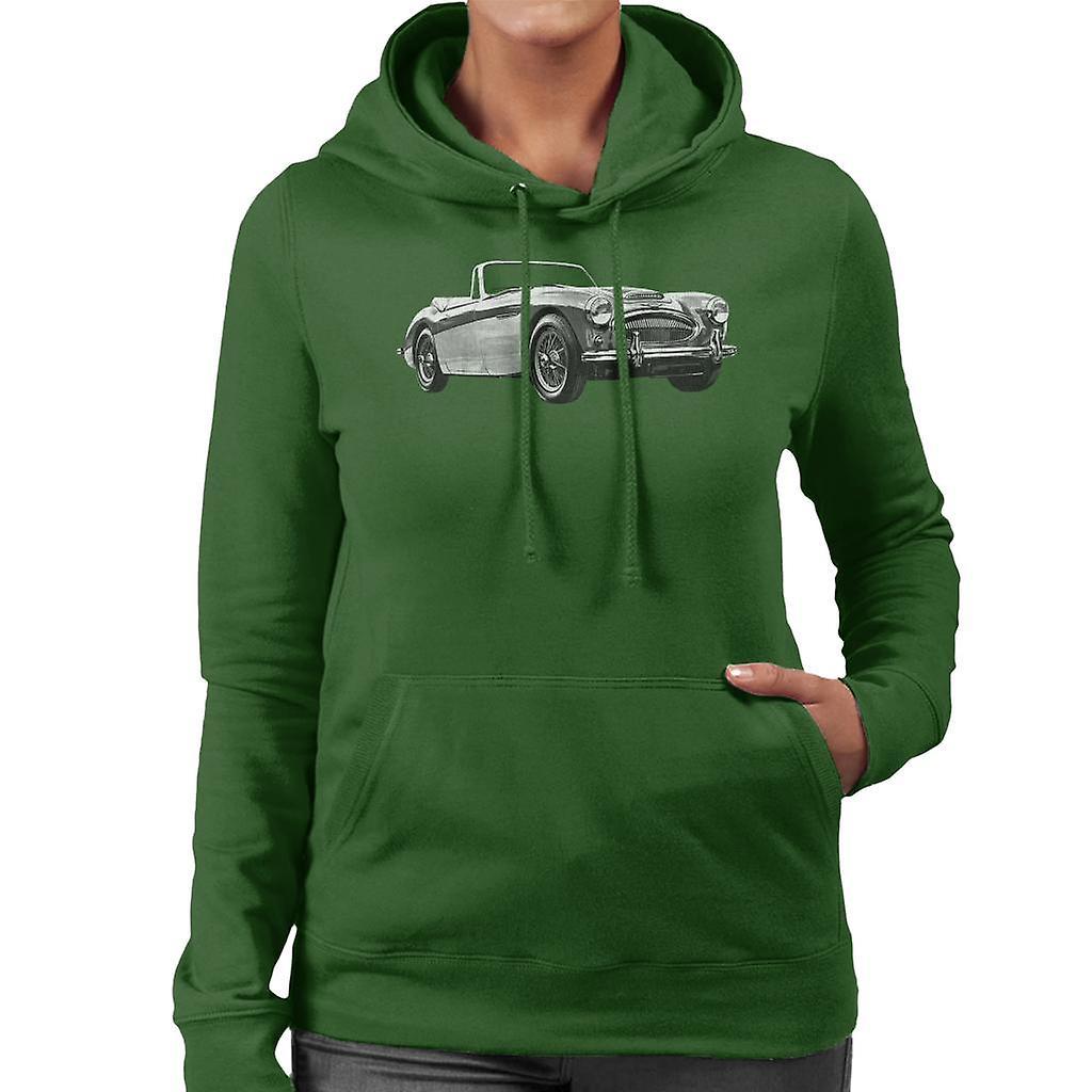 Austin Healey Grey British Motor Heritage Women's Hooded Sweatshirt Bottle Green Large