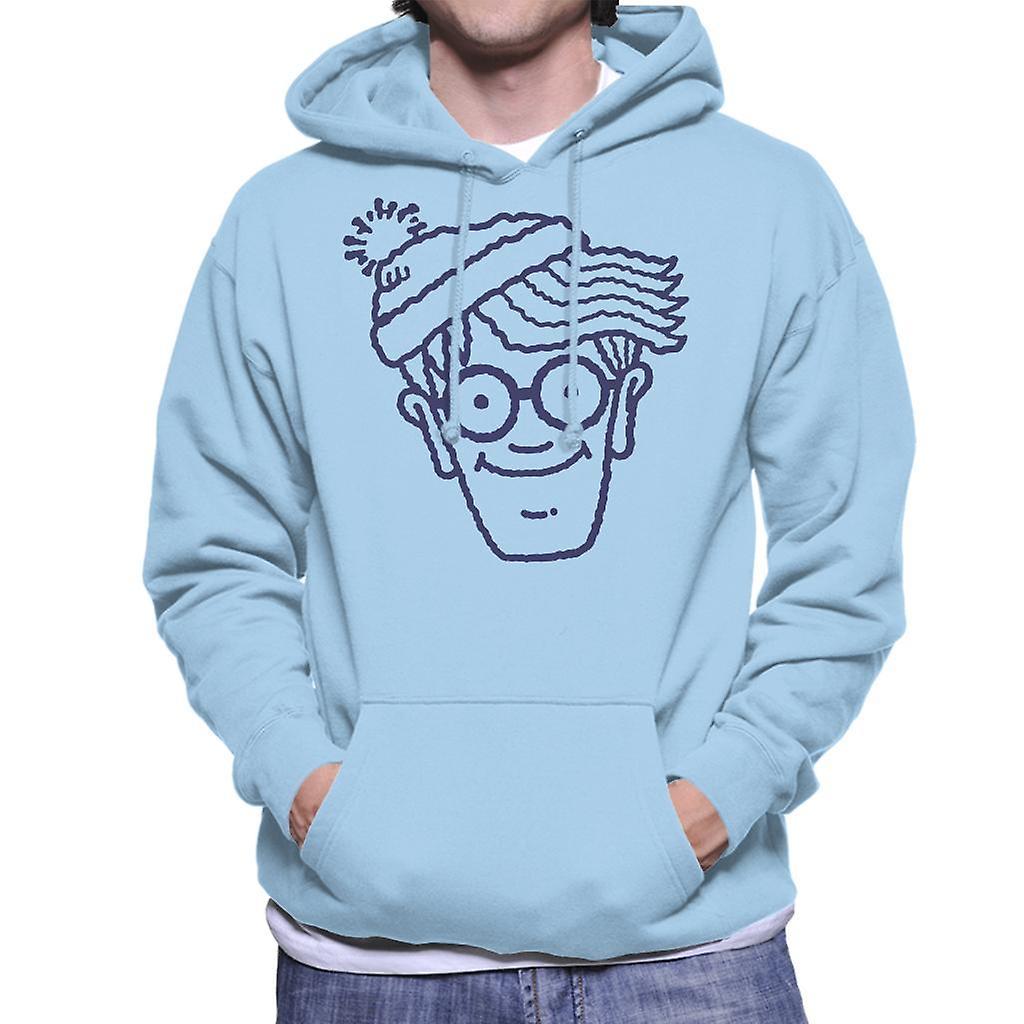 Wheres Wally Where's Wally Blue Outline Men's Hooded Sweatshirt Sky Blue Large