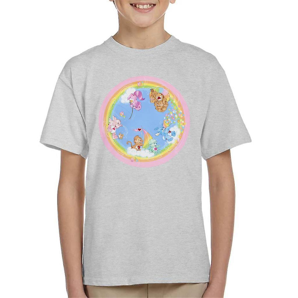 Care Bears Playful Heart Monkey Rainbow Cloud Boat Kid's T-Shirt Heather Grey Medium (7-8 yrs)