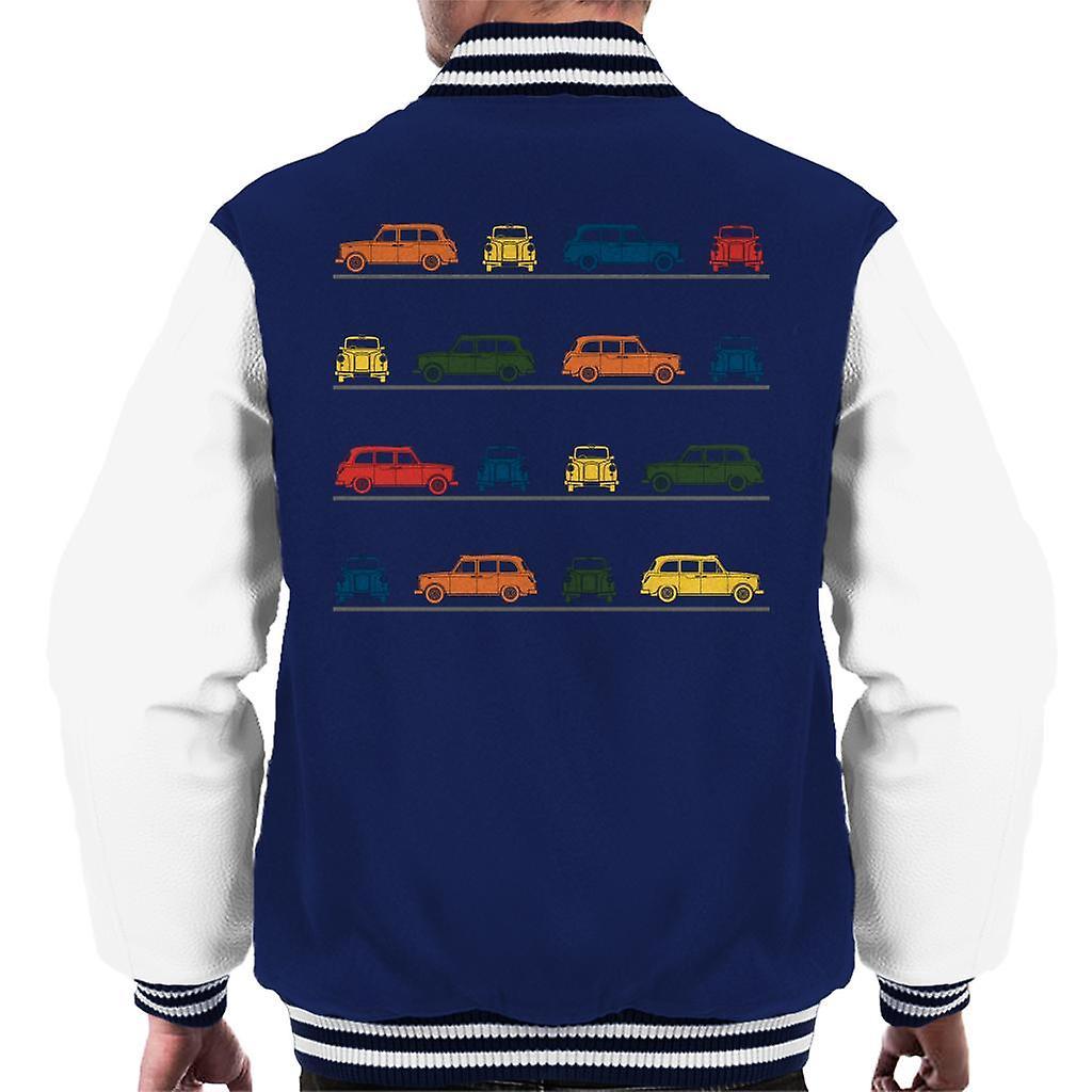 London Taxi Company TX4 Angled Colourful Montage Men's Varsity Jacket Navy/White Small