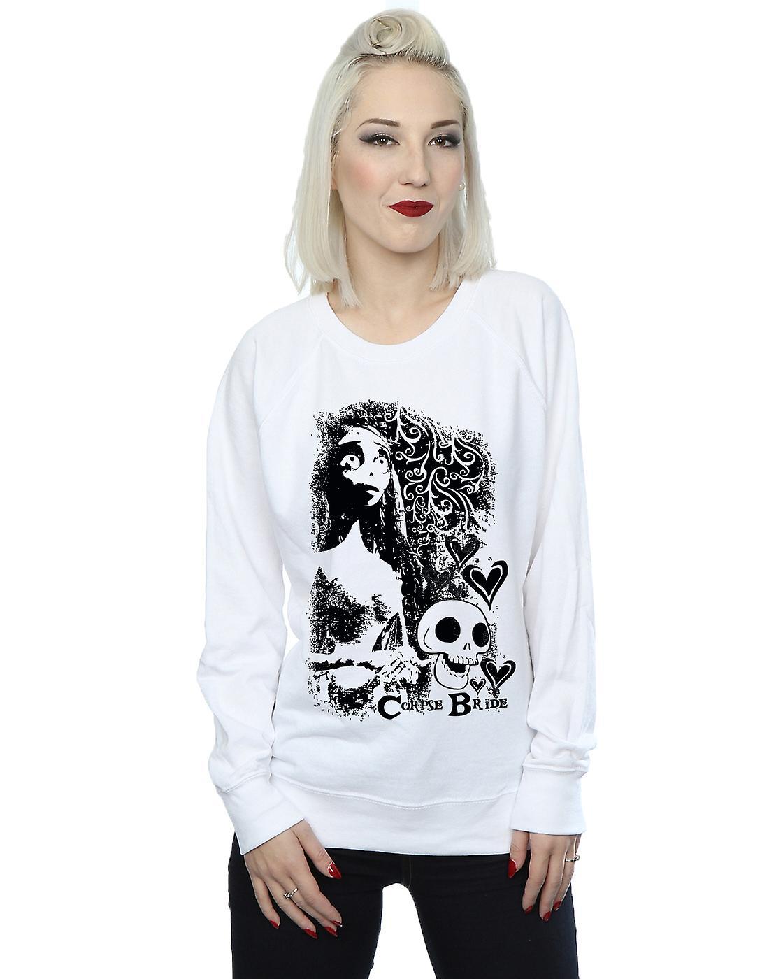 Absolute Cult Corpse Bride Women's Skull Logo Sweatshirt White Large