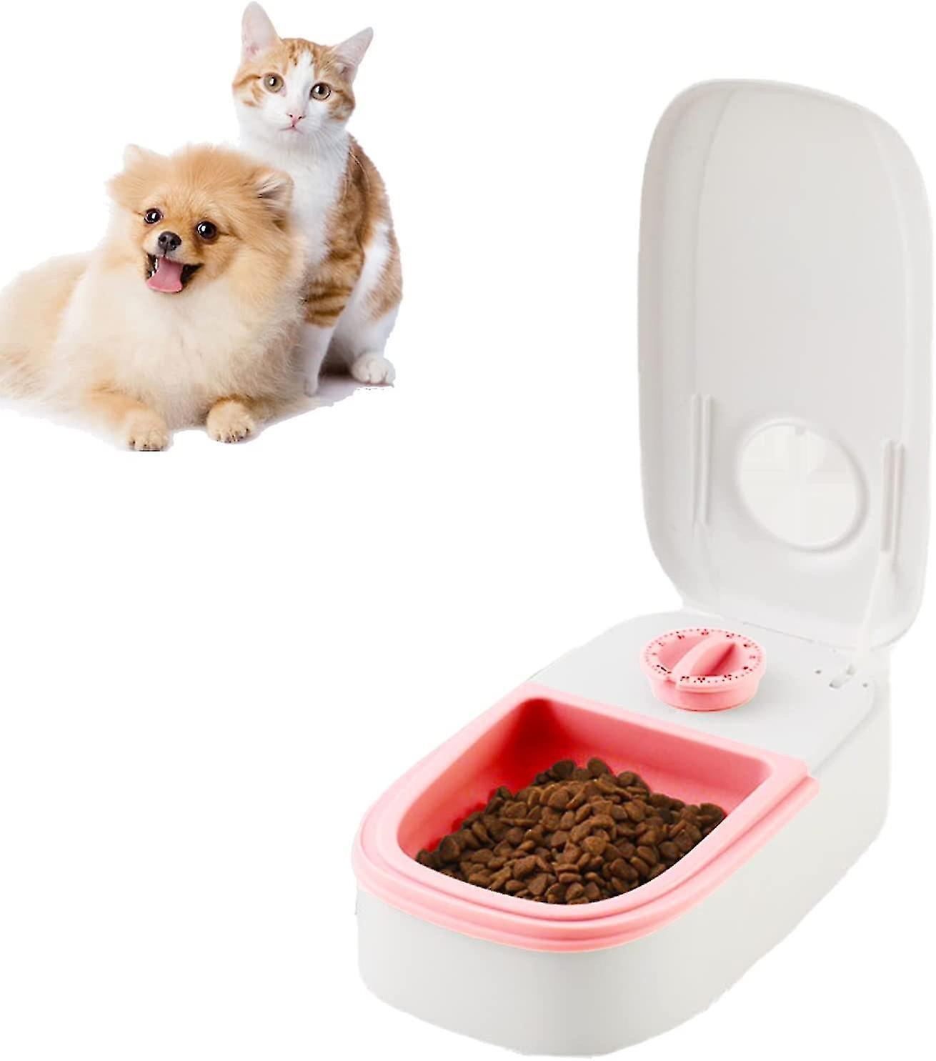 Tianzun 1/2 Meal Automatic Pet Feeder,wet Dry Cat Food Dispenser With 48h Delay,pet Food Bowl With Digital Timer  For Cats Dogs Pink 1 Bowl Feeder