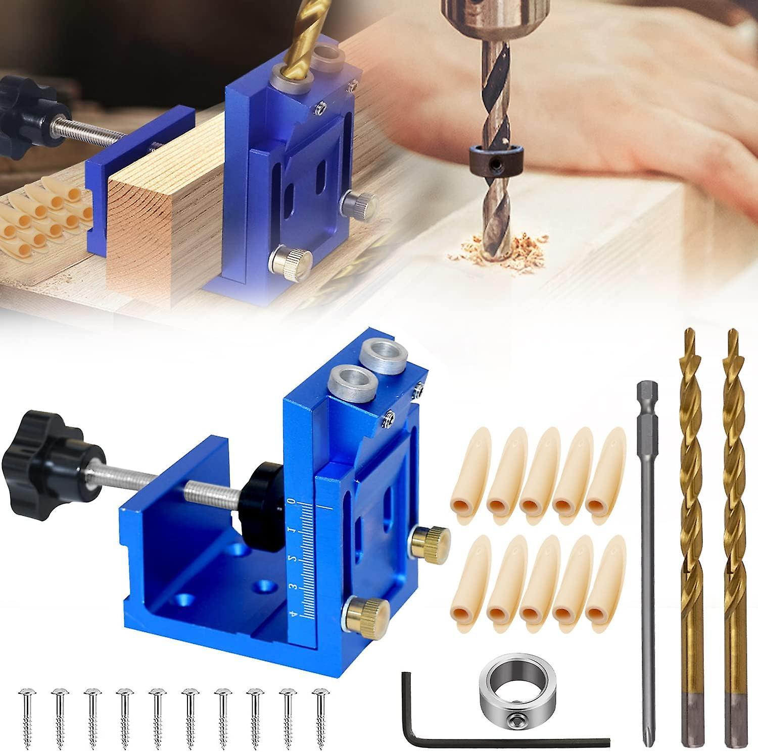 Phwj 6 Pieces Drilling Jig Kit Set, Adjustable Drill Guide 9mm Drilling, Oblique Drilling Jig For Positioning Holes For Woodworking