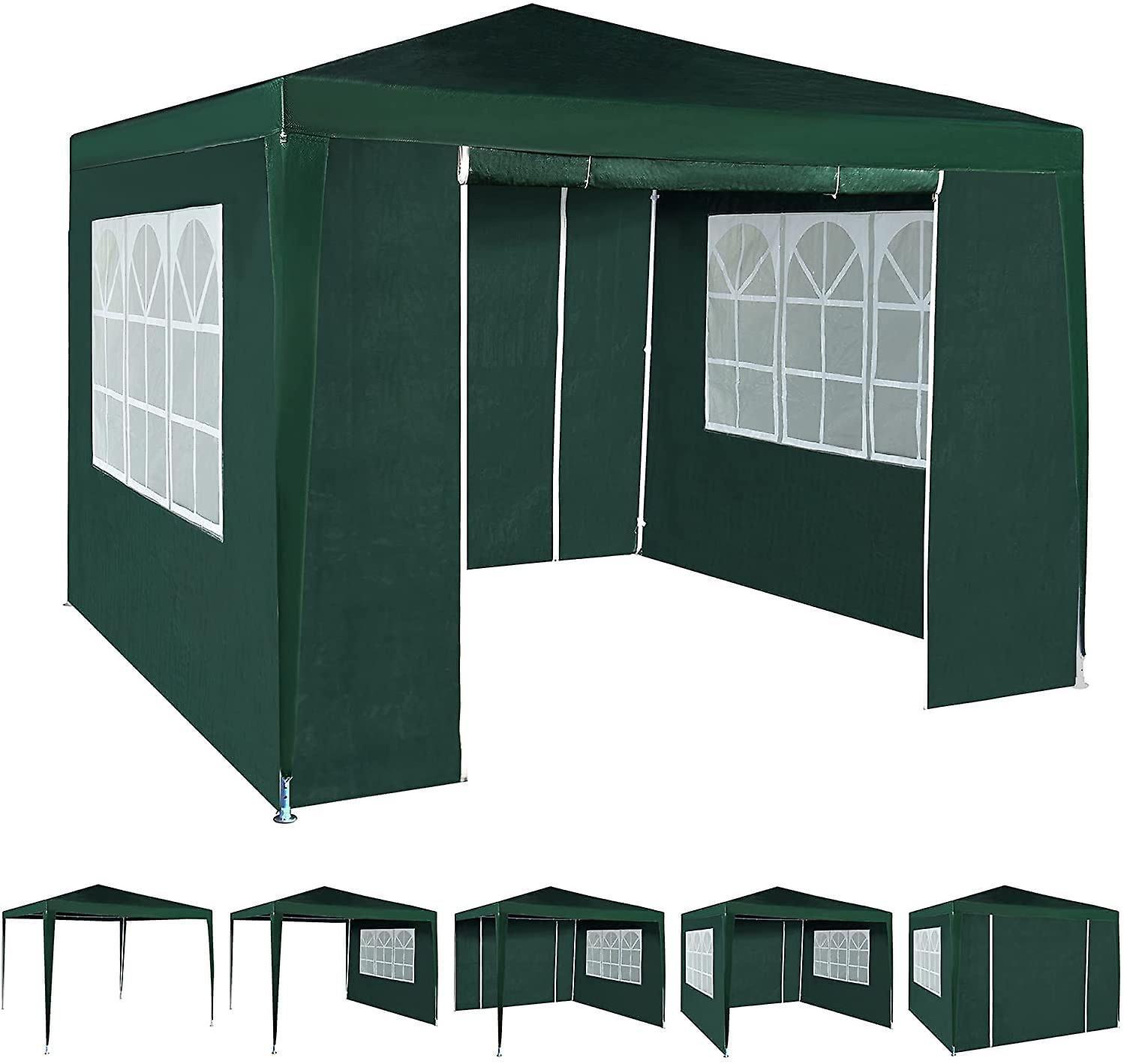 mcc direct 3x3m Gazebo with Side Panels Waterproof Steel Frame WS GREEN