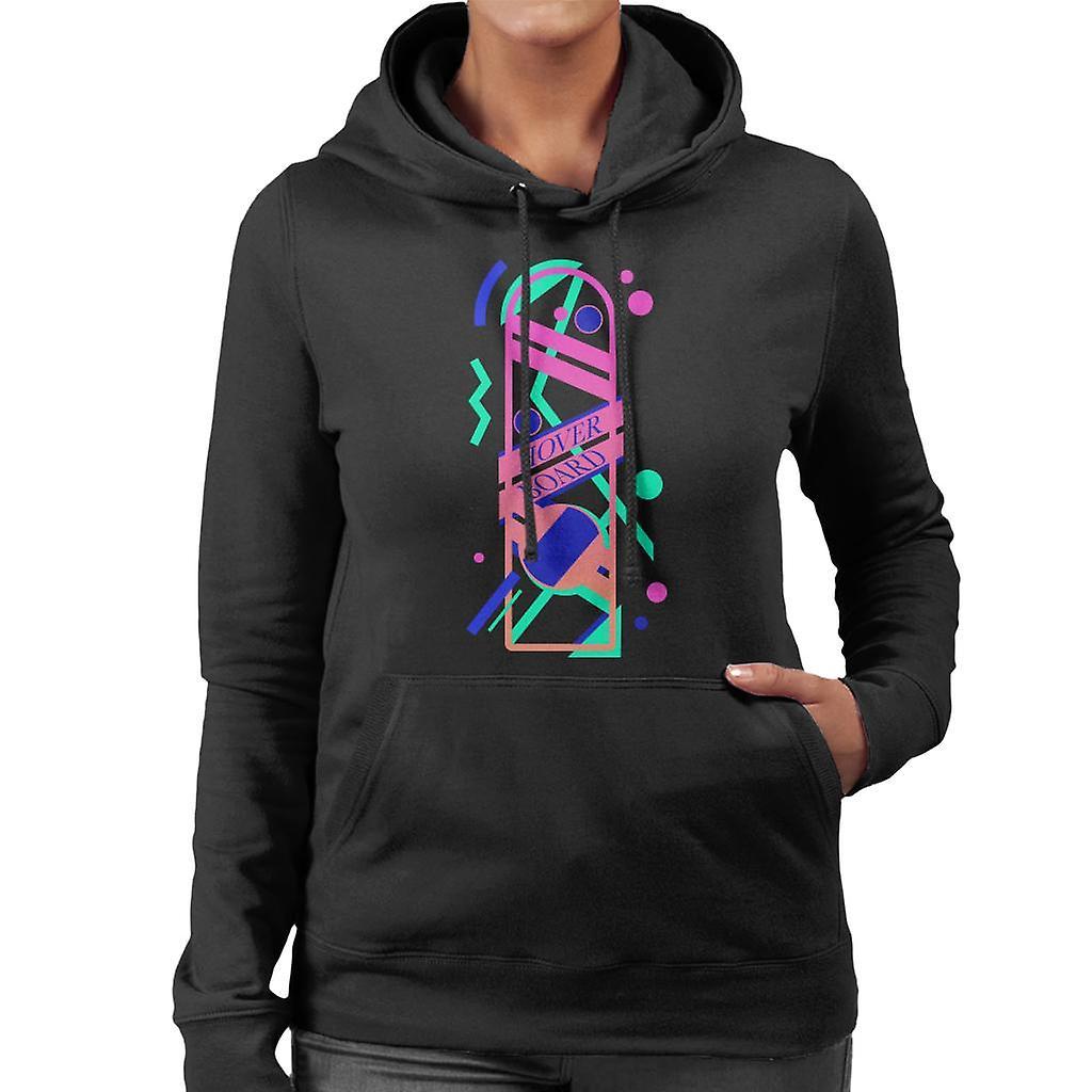 Back to the Future Hoverboard Vaporwave Women's Hooded Sweatshirt Black X-Large