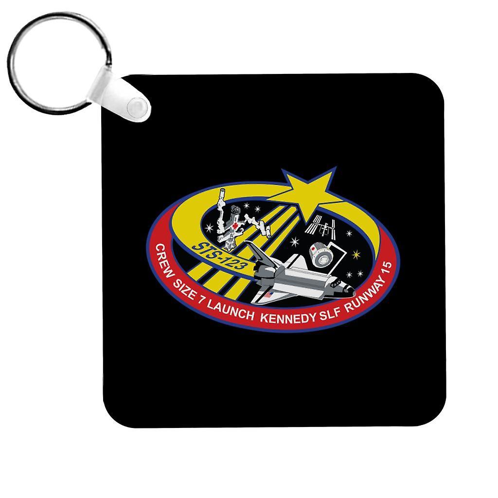 NASA STS 123 Space Shuttle Endeavour Mission Patch Keyring Black 5cm x 5cm