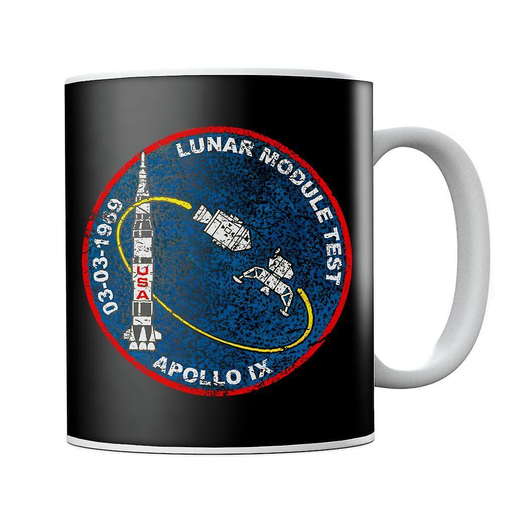 NASA Apollo 9 Mission Badge Distressed Mug Black 10oz