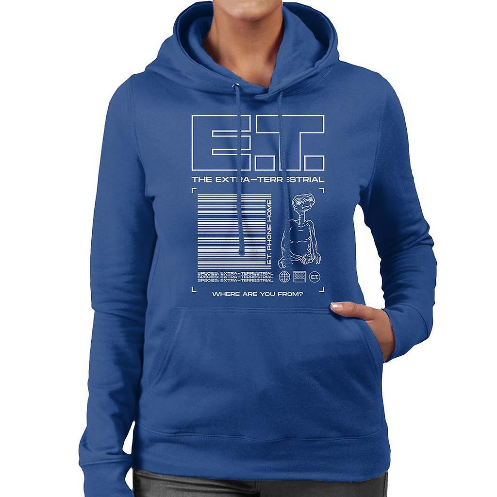 E.T. E.T. The Extra Terrestrial Where Are You From Women's Hooded Sweatshirt Royal Blue XX-Large