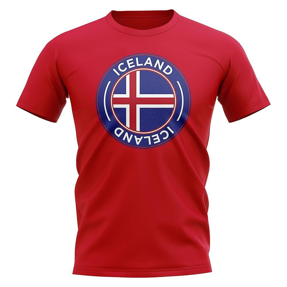 UKSoccerShop Iceland Football Badge T-Shirt (Red) LB (9-11 Years)