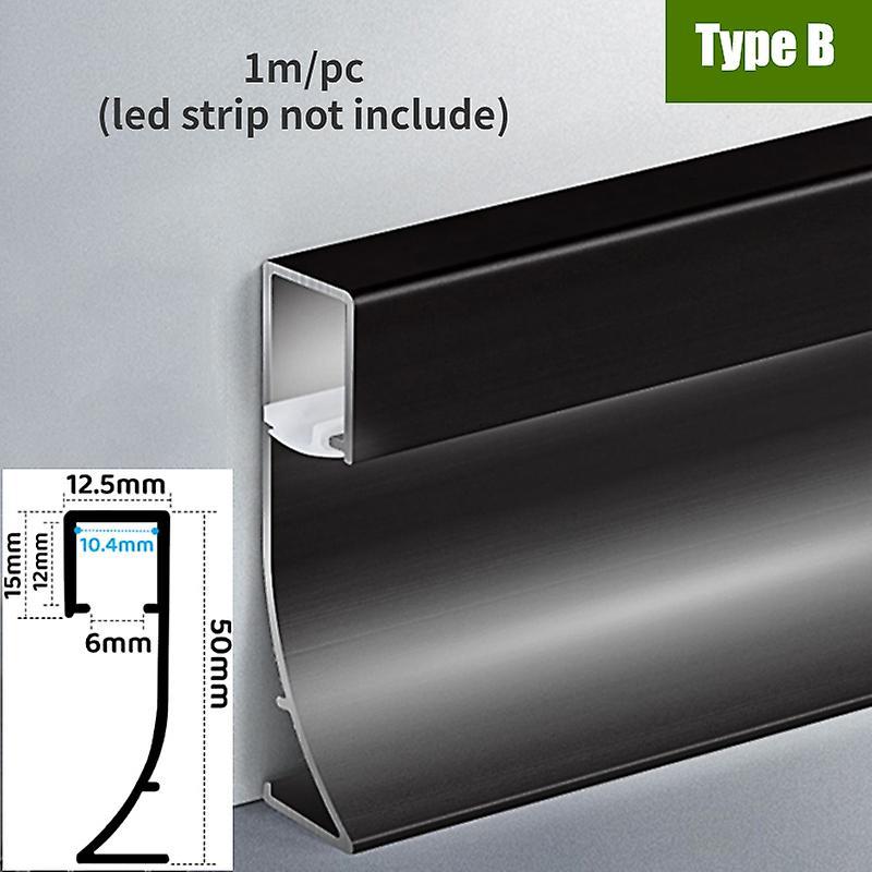 Arysieer 1-1.5m Recessed Skirting Line Aluminium Led Profile Black Bar Light With Silicone Cover Home Stair Wall Decor Skirting Board Type B 1M 5PC