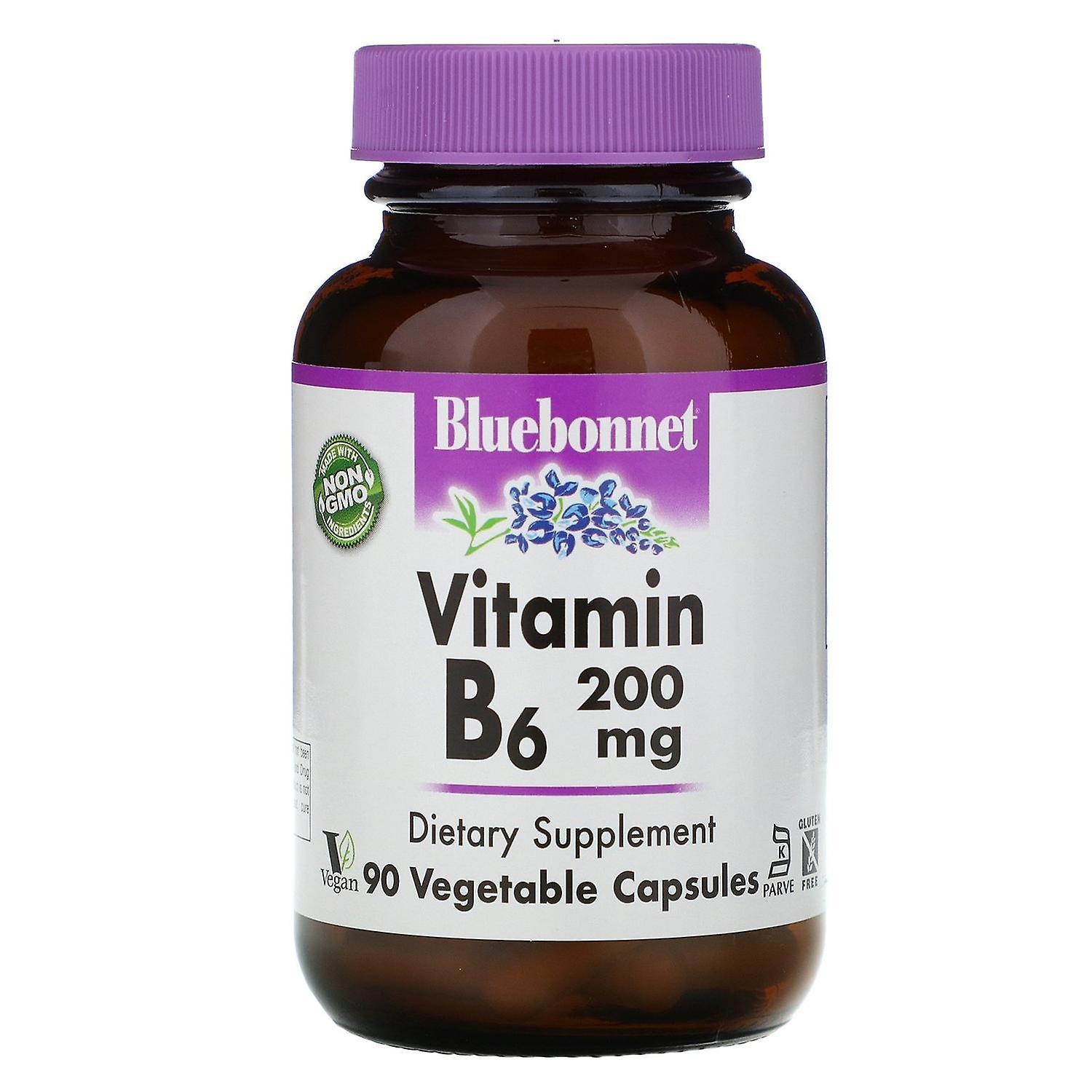 Bluebonnet Nutrition, Vitamin B-6, 200 mg, 90 Vegetable Capsules