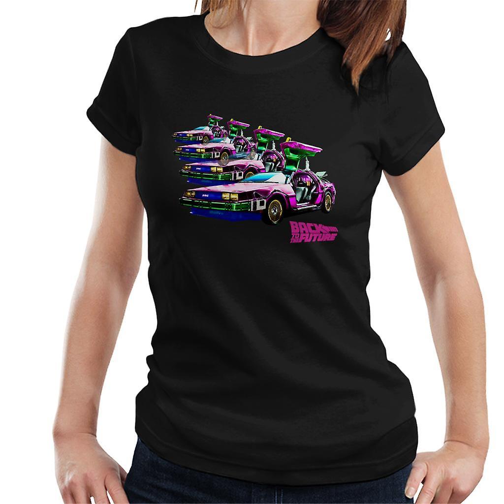 Back to the Future Delorean Mirrored Women's T-Shirt Black X-Large