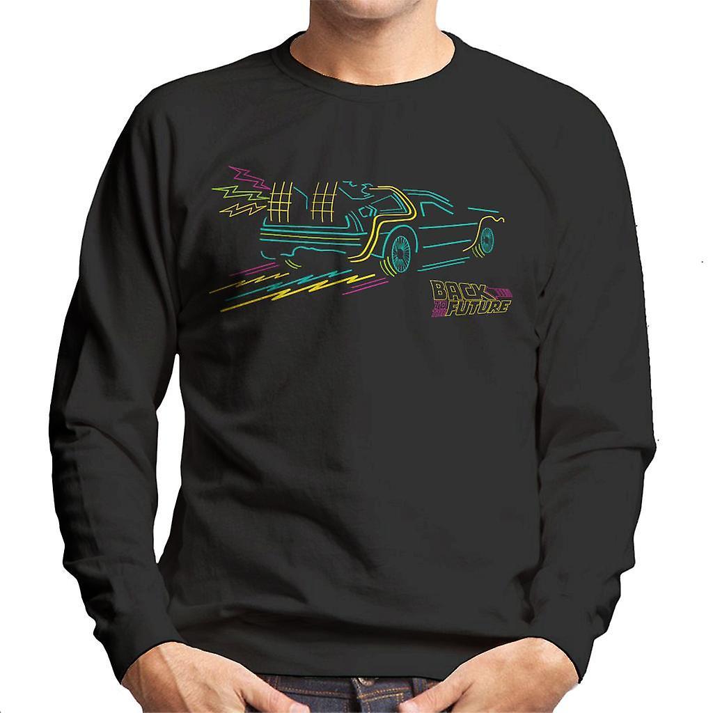 Back to the Future Delorean Neon Take Off Men's Sweatshirt Black Large