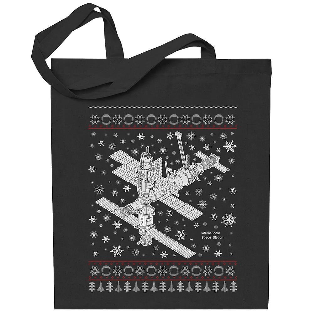 NASA International Space Station Christmas Knit Totebag Black 38 x 42 cm