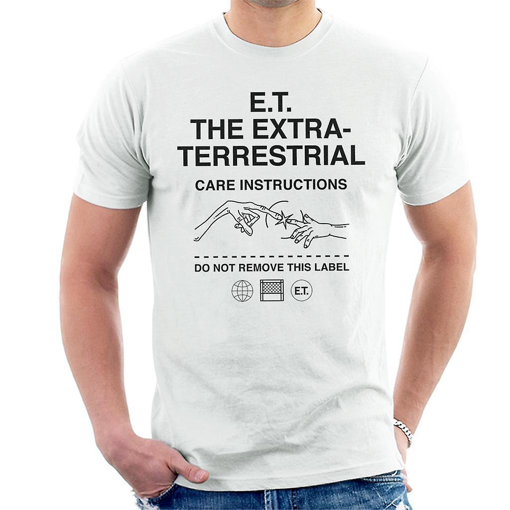 E.T. E.T. The Extra Terrestrial Care Instructions Men's T-Shirt White Large