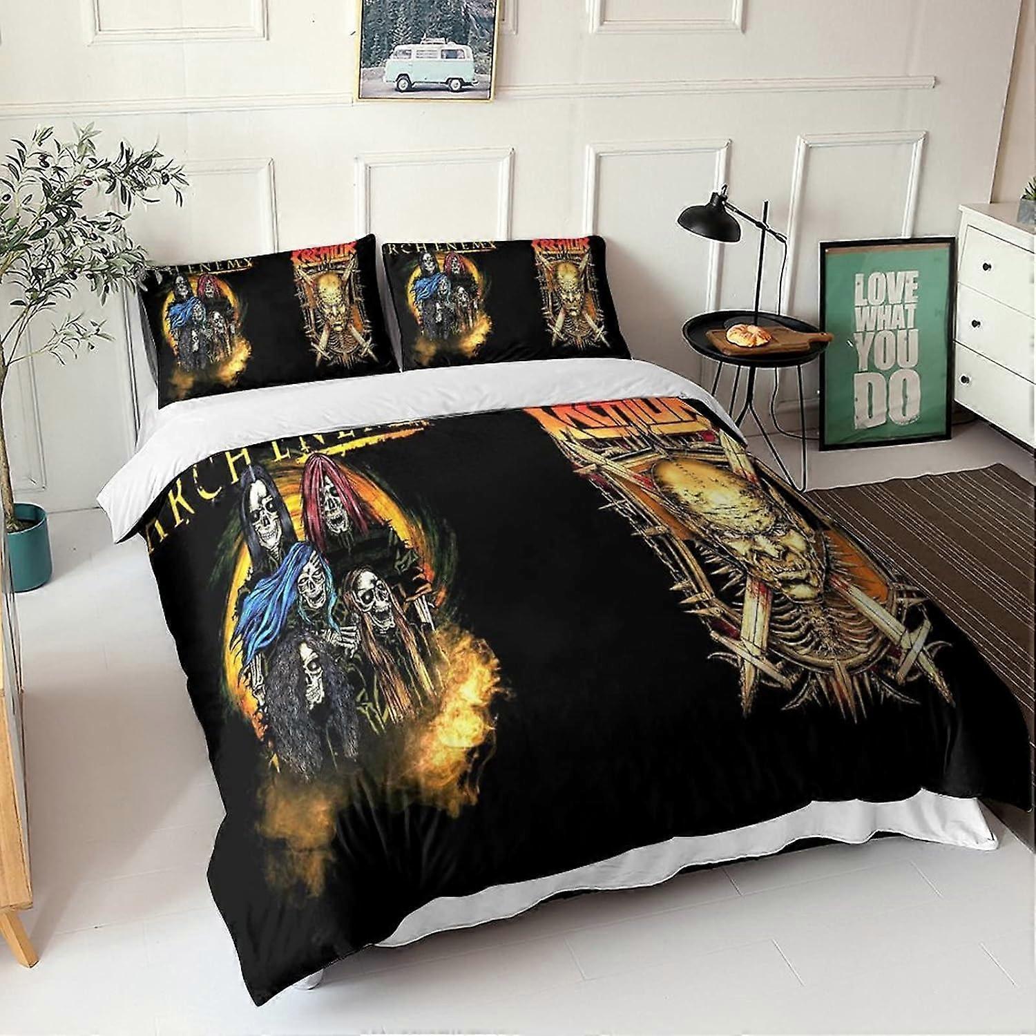 Kerota Kreator Bedding Set D Heavy Metal Rock Band Duvet Cover Set Hypoallergenic Soft Comforter Quilt Cover with Pillowcases 135*200 CM Single135x...