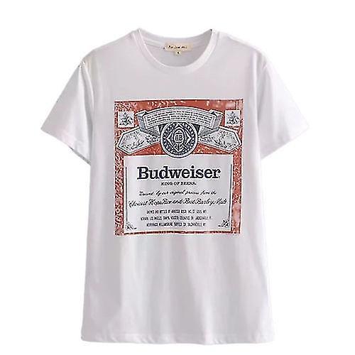 Budweiser Womens/Ladies Label Oversized T-Shirt Vintage White M