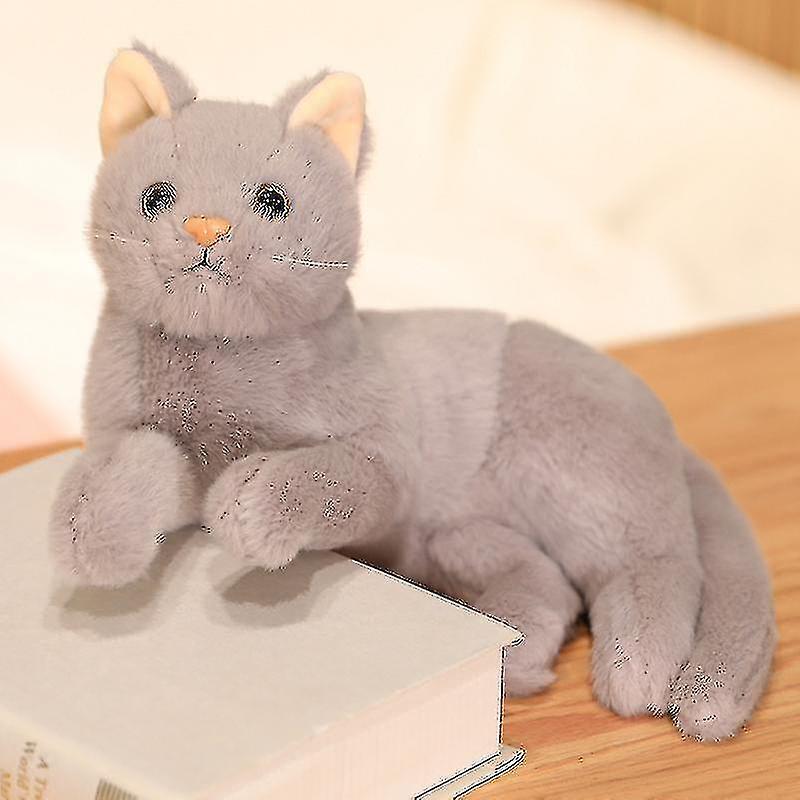 Blackp Gray 30cm Lifelike British Shorthair Cat Plush Toys Cute Stuffed Simulation 3-color Cat Animal Doll Children Home Decor Baby Gift