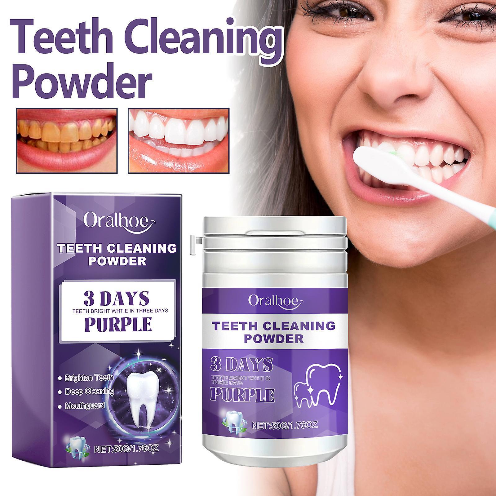 Fongwan Tooth Cleaning Powder, Purple Teeth Whitening Toothpaste Powder for Tooth Stain Remover, Teeth Color Corrector Whiteners Powder 3pcs - 150g