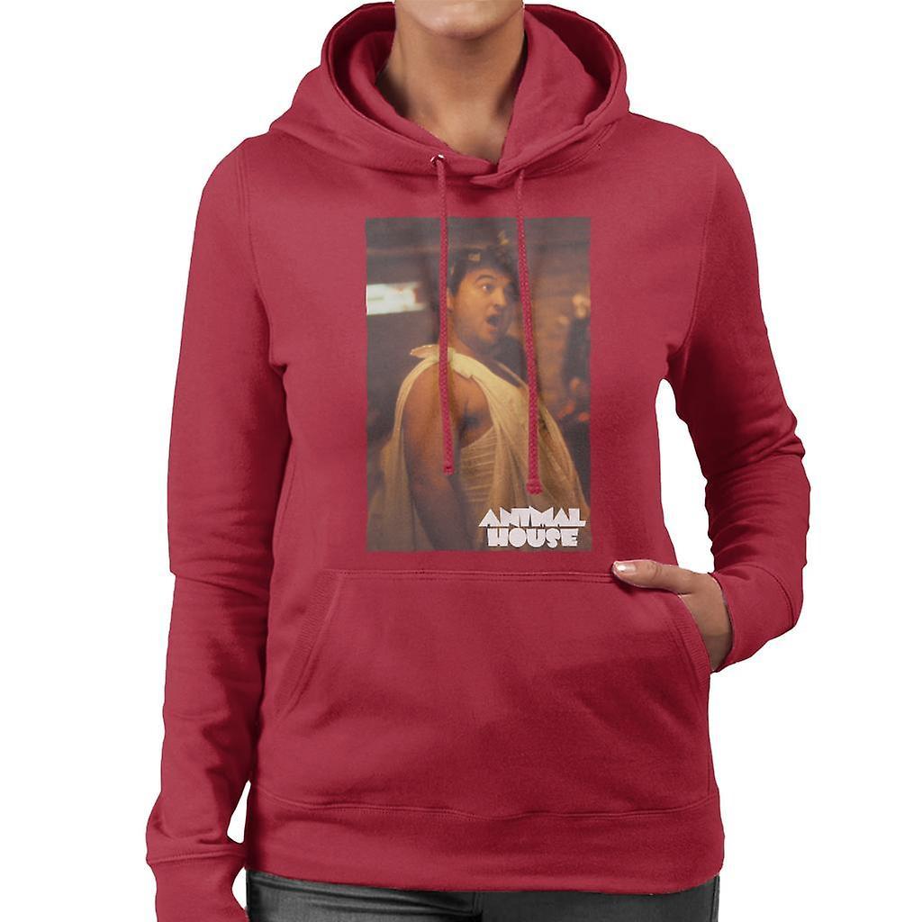 Animal House John Bluto Blutarsky Dressed In Toga Women's Hooded Sweatshirt Cherry Red X-Large