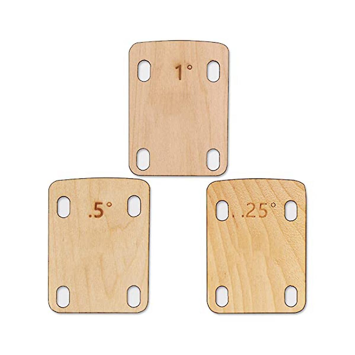 Guitar Neck Shims - Set of 3, Solid Maple Wood - 0.25, 0.5 and 1 Degree Guitar Neck Shim Protection