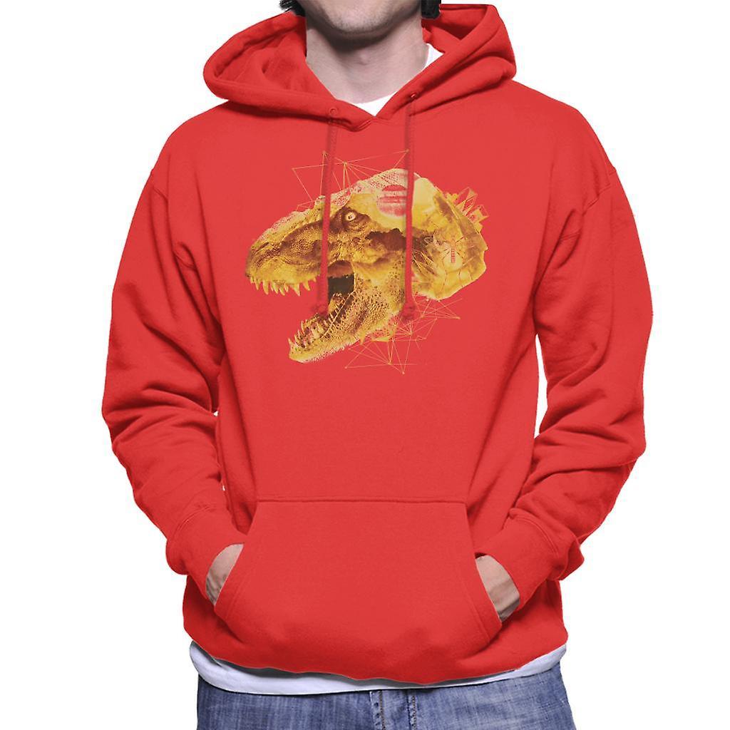 Jurassic Park T Rex Character Head Men's Hooded Sweatshirt Red Small