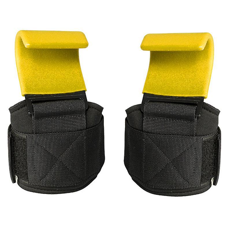 Pyltt Weight Lifting Rod Hooks Heavy Duty Wrist Wraps Training Pull-up Palms Grip Straps Yellow Broadside 2pcs