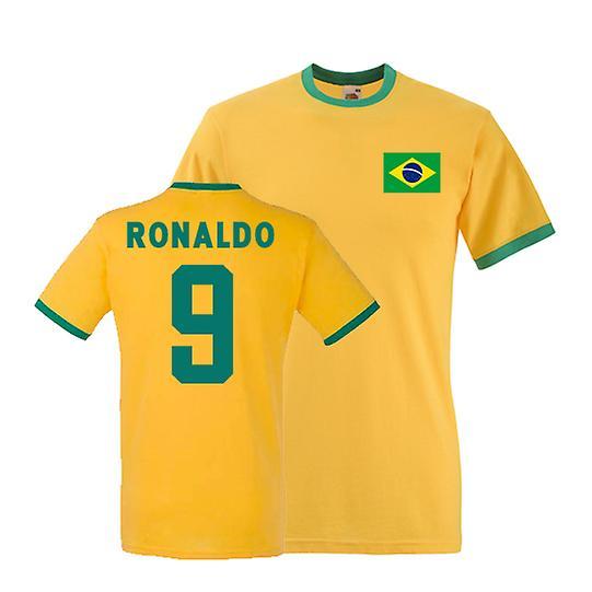 Gildan Ronaldo Brazil Ringer Tee (yellow) Medium (38-40 inch)