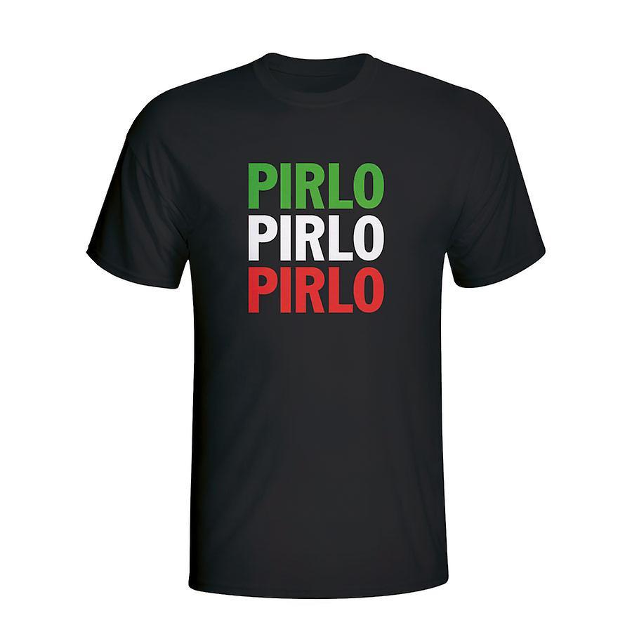 Gildan Andrea Pirlo Italy Player Flag T-shirt (black) Womens M (Size 12 - 34 inch Chest)