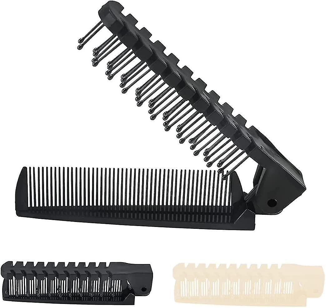 Banmo 2 Pack Plastic Folding Hair Brush For Travel - Folding Comb - Detangling - Collapsible - Anti-static - Foldable Pocket