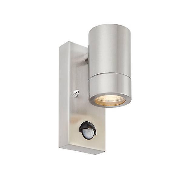 Saxby Lighting Palin 1 Light Outdoor PIR Wall Light Brushed Stainless Steel, Glass IP44, GU10