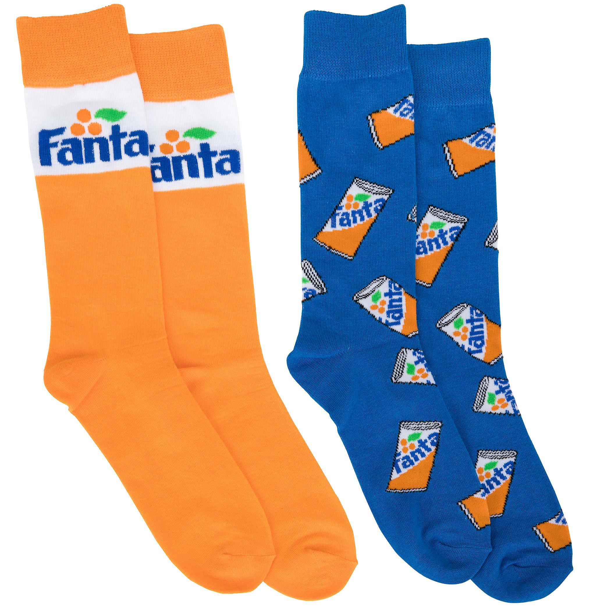 Pop Culture Fanta Logos Men's Crew Socks 2-Pack Multi-Color