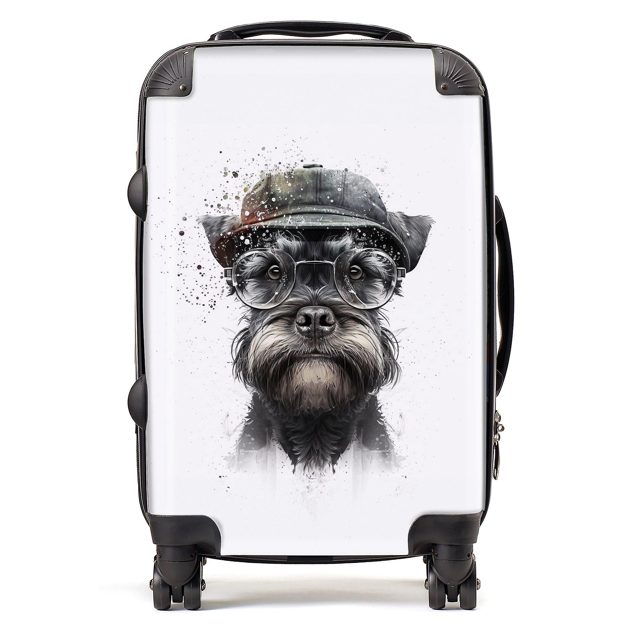 Miniature Schnauzer Dog With Glasses Splashart Suitcase